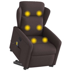 Fauteuil inclinable de massage Marron foncé Tissu 619952619952