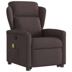 Fauteuil inclinable de massage Marron foncé Tissu 619952619952