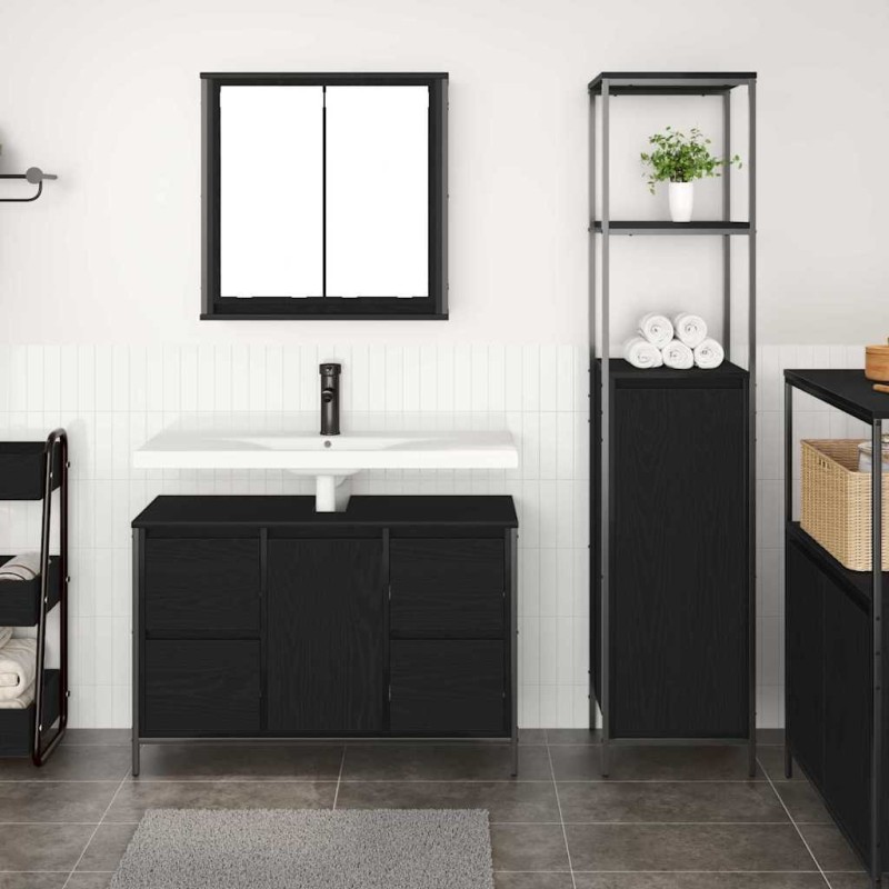 Ensemble de mobilier de salle de bain 2 pcs Chêne noir 619960619960
