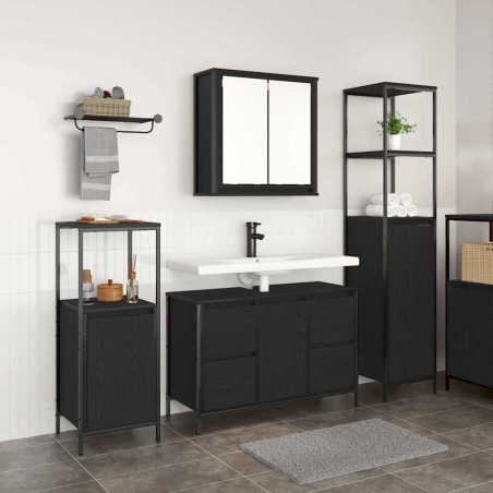 Ensemble de mobilier de salle de bain 3 pcs Chêne noir 619961619961