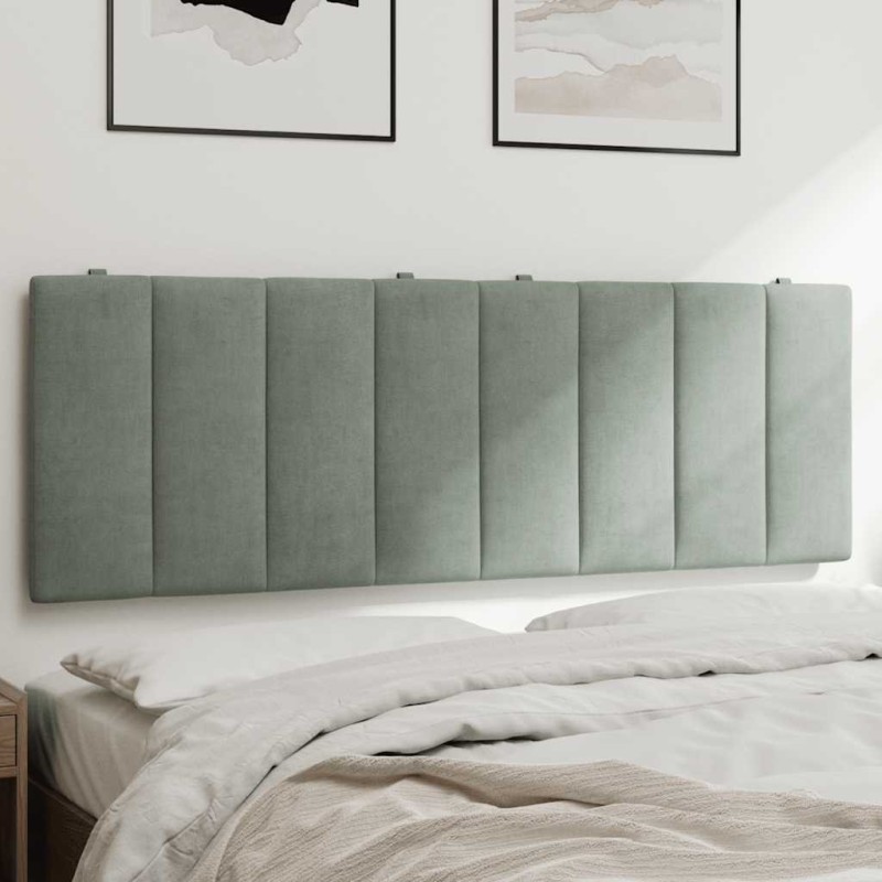 Coussin de tête de lit Hanko gris clair 140 cm velours 619965619965