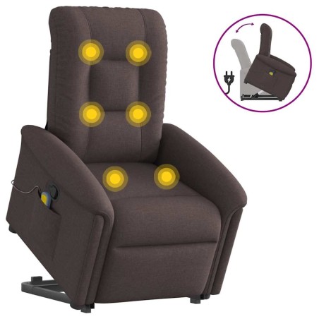 Fauteuil inclinable de massage Marron foncé Tissu 619966619966