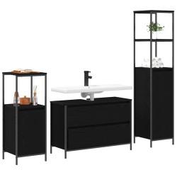 Ensemble de mobilier de salle de bain 3 pcs Chêne noir 619973619973