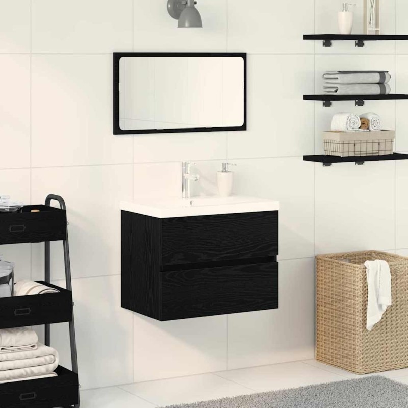 Meuble de Lavabo de Salle de Bain Chêne noir 60 x 39 x 62 cm 619983619983