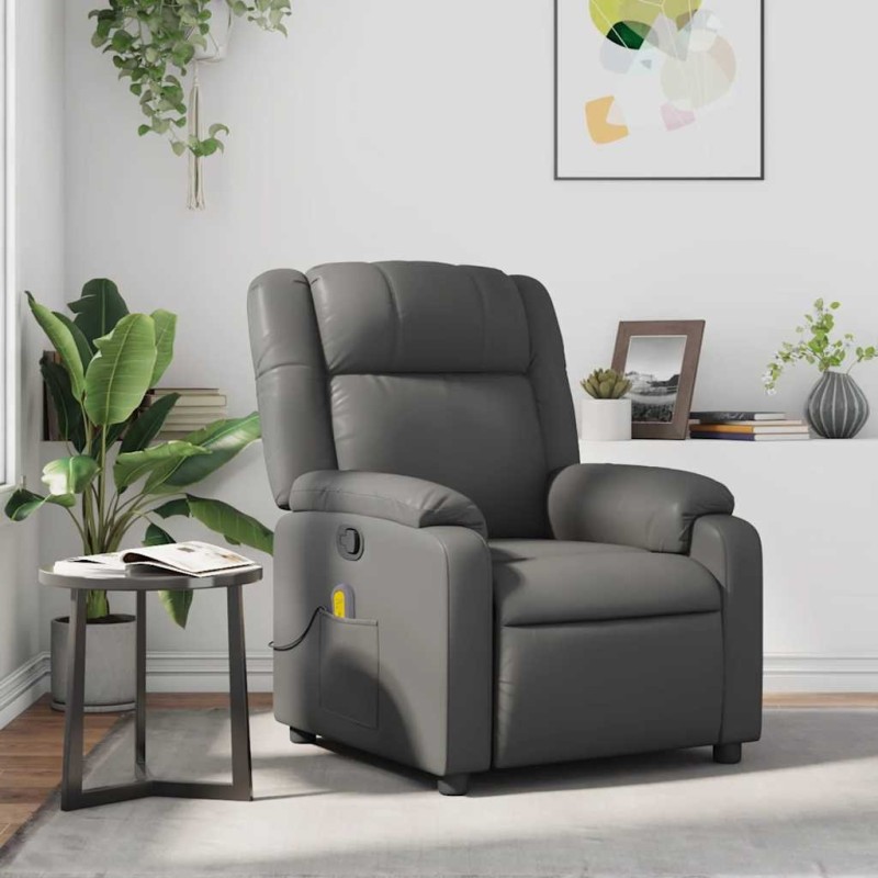 Fauteuil de massage inclinable Gris Similicuir 619985619985
