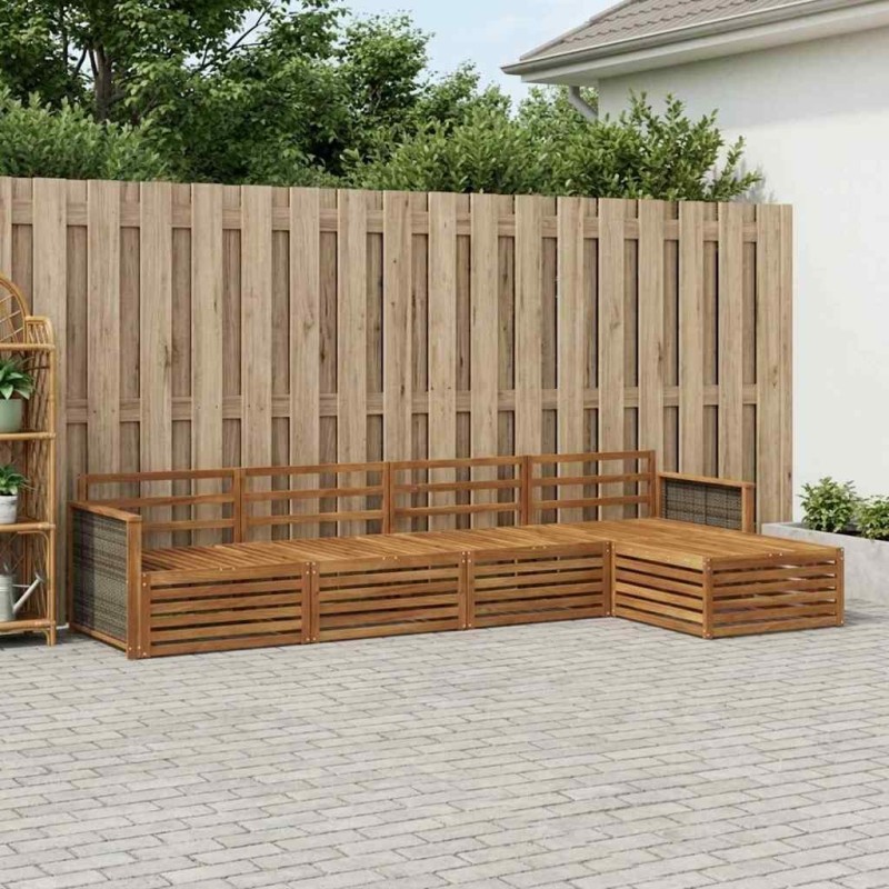 Ensemble de canapés d'extérieur 5 pcs Naturel 620004620004