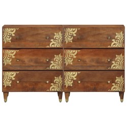 Buffet 2 pcs marron miel 60 x 33 x 75 cm Bois de mangue massif 620008620008