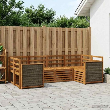 Ensemble de canapé d'angle 5 pcs Naturel Bois d'Acacia Massif 620009620009