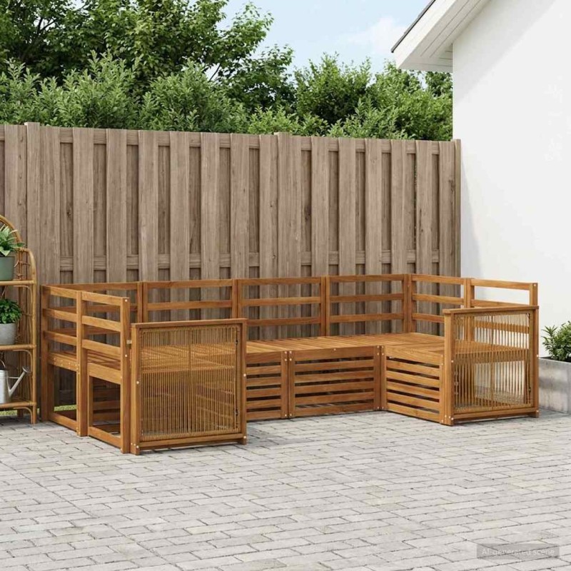 Ensemble de canapé d'angle 5 pcs Naturel Bois d'Acacia Massif 620011620011