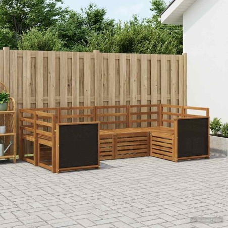 Ensemble de canapé d'angle 5 pcs Naturel Bois d'Acacia Massif 620018620018