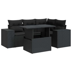 Salon de jardin 5 pcs avec coussins noir résine tressée 620021620021
