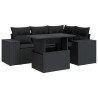 Salon de jardin 5 pcs avec coussins noir résine tressée 620021620021