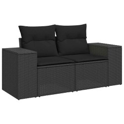 Salon de jardin 5 pcs avec coussins noir résine tressée 620021620021