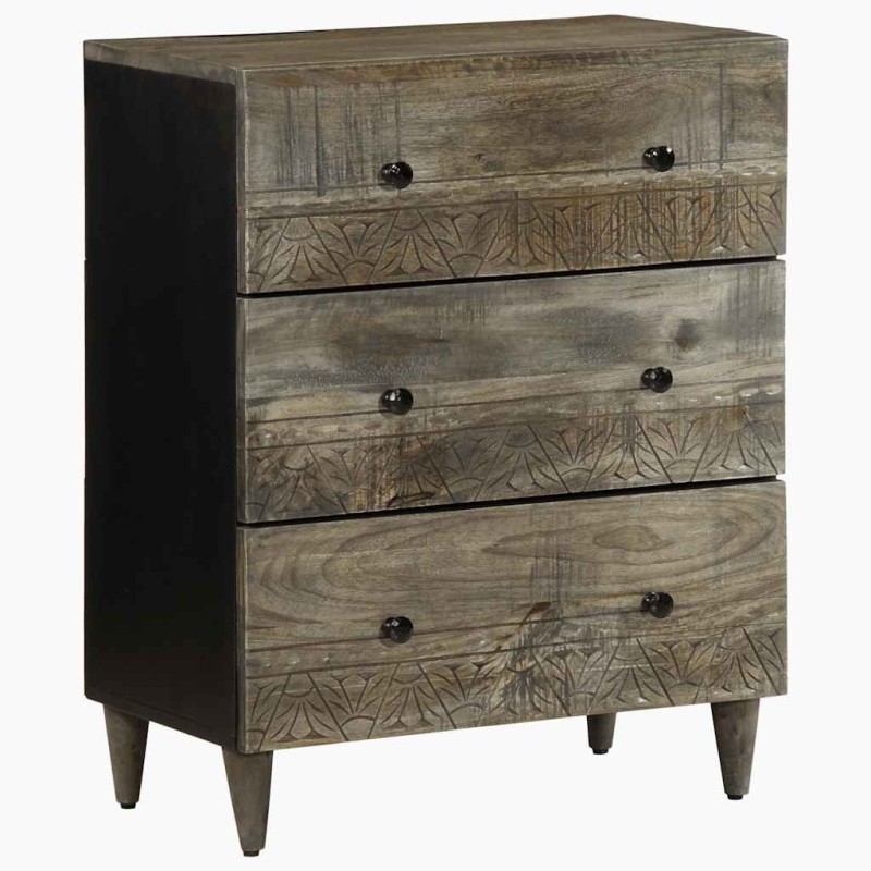 Buffet gris clair 60x33,5x75 cm bois de manguier massif 620048620048