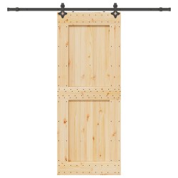 Porte coulissante NARVIK Naturel et noir 90 x 210 cm (213,5 cm) 620066620066