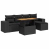 Salon de jardin 6 pcs avec coussins noir résine tressée 620069620069