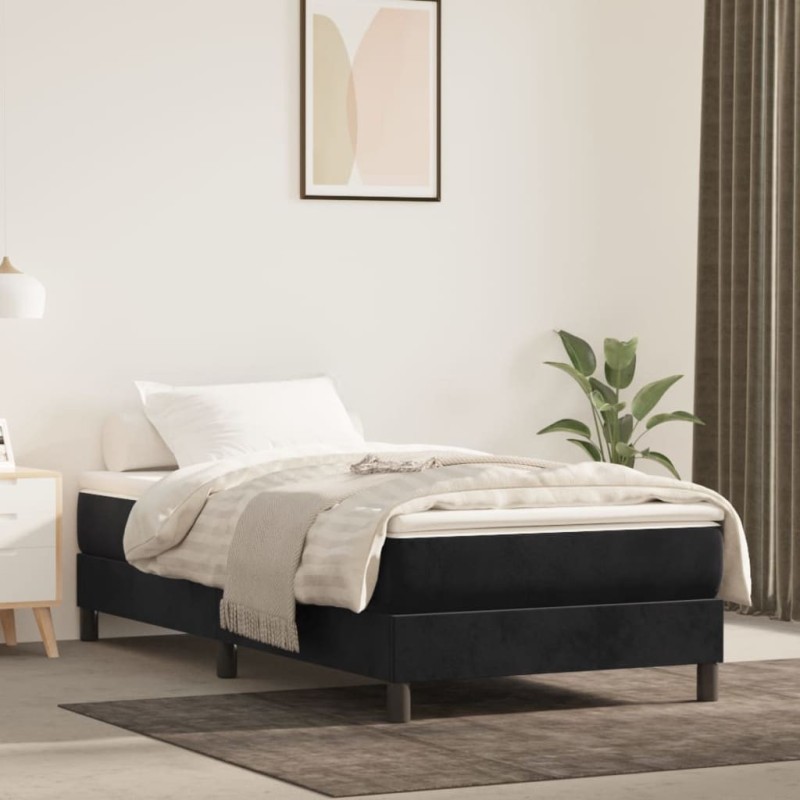 Matelas de lit à ressorts ensachés fermeté moyenne Noir 90x200x20 cm Velours 620084620084