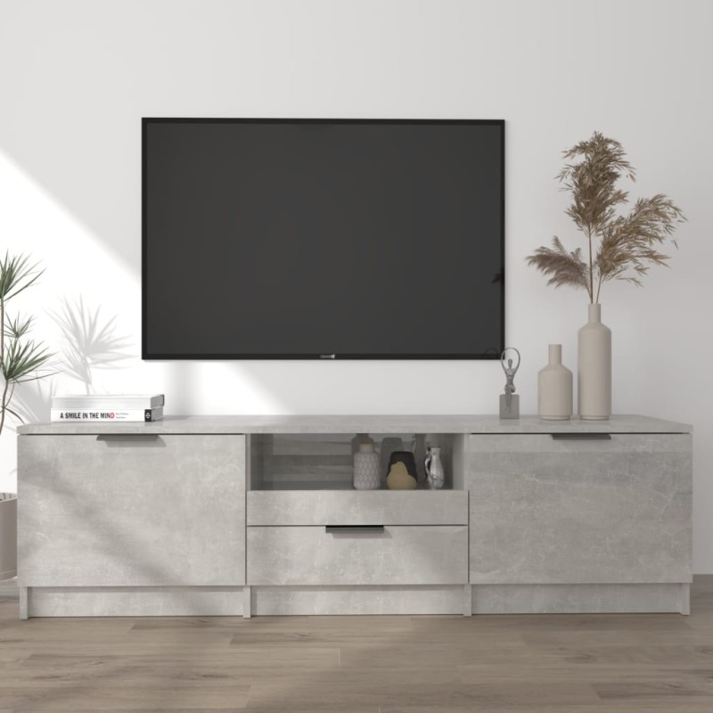 Meuble TV gris béton 140x35x40 cm bois d'ingénierie 620088620088
