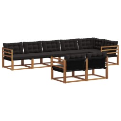 Ensemble de canapés d'extérieur 8 pcs Naturel et Noir 620094620094