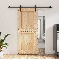 Porte coulissante Naturel et noir 90 x 210 cm 620119620119