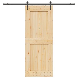 Porte coulissante NARVIK Naturel et noir 90 x 210 cm (213,5 cm) 620120620120