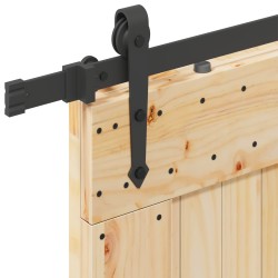 Porte coulissante NARVIK Naturel et noir 90 x 210 cm (213,5 cm) 620120620120