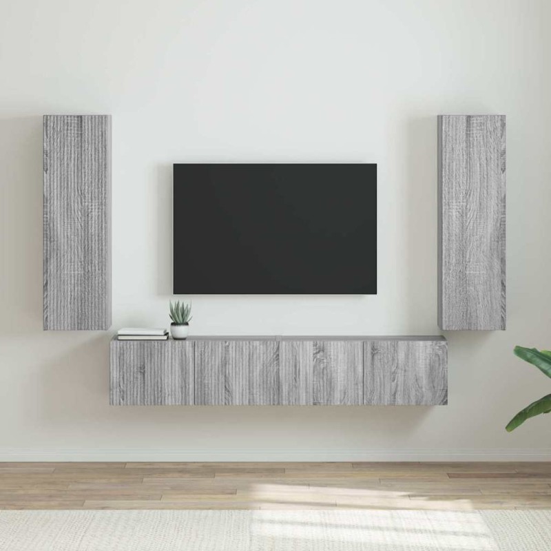 Meuble TV mural 2 pcs Gris Sonoma 30 x 31 x 100 cm 620133620133