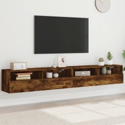 Meubles TV muraux 2pcs chêne fumé 100x30x30cm bois d'ingénierie 620139620139