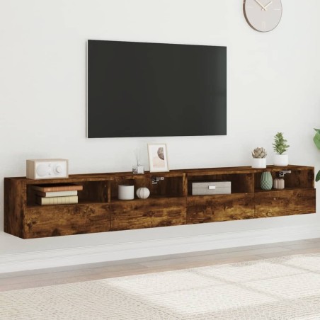 Meubles TV muraux 2pcs chêne fumé 100x30x30cm bois d'ingénierie 620139620139