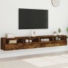Meubles TV muraux 2pcs chêne fumé 100x30x30cm bois d'ingénierie 620139620139