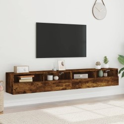 Meubles TV muraux 2pcs chêne fumé 100x30x30cm bois d'ingénierie 620139620139
