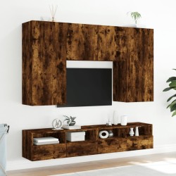 Meubles TV muraux 2pcs chêne fumé 100x30x30cm bois d'ingénierie 620139620139