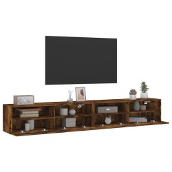 Meubles TV muraux 2pcs chêne fumé 100x30x30cm bois d'ingénierie 620139620139