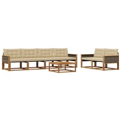 Ensemble de canapés d'extérieur 7 pcs Naturel et Beige 620145620145