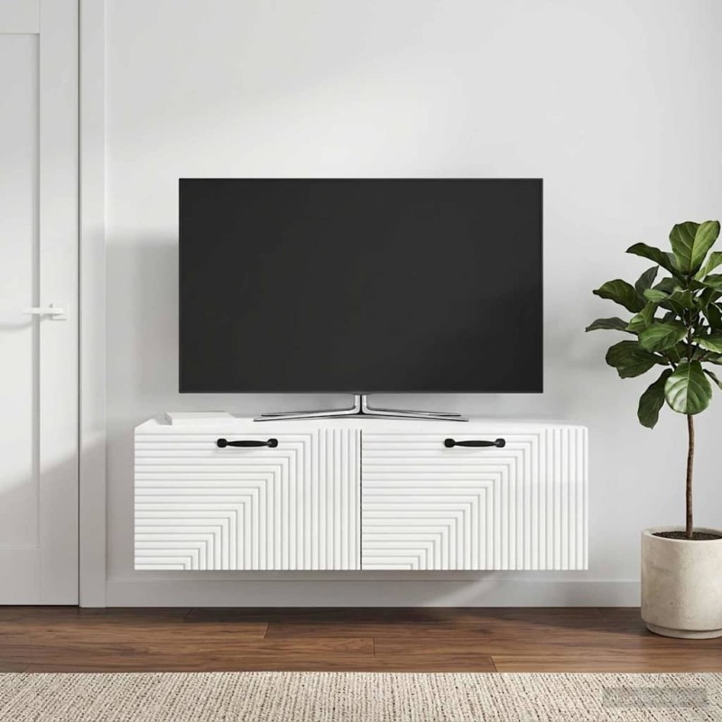Meuble TV mural Montage mural Blanc brillant 98 x 41 x 30 cm 620149620149