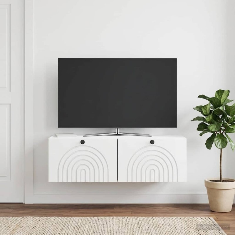 Meuble TV mural Montage mural Blanc brillant 98 x 41 x 30 cm 620150620150