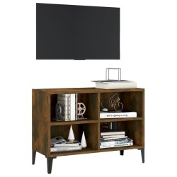 Meuble TV avec pieds en métal Chêne fumé 69,5x30x50 cm 620155620155