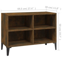 Meuble TV avec pieds en métal Chêne fumé 69,5x30x50 cm 620155620155