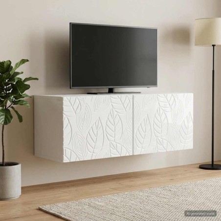 Meuble TV mural 98 x 31 cm Blanc brillant Bois d'ingénierie 620157620157