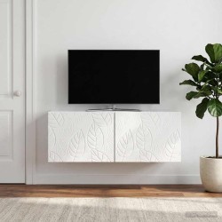 Meuble TV mural 98 x 31 cm Blanc brillant Bois d'ingénierie 620157620157