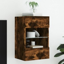 Meuble TV mural avec lumières LED chêne fumé 40x30x60,5 cm 620159620159