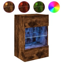 Meuble TV mural avec lumières LED chêne fumé 40x30x60,5 cm 620159620159