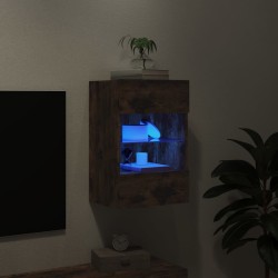 Meuble TV mural avec lumières LED chêne fumé 40x30x60,5 cm 620159620159