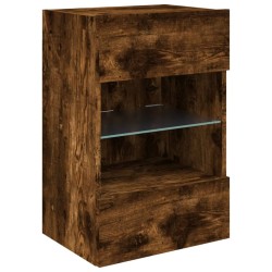Meuble TV mural avec lumières LED chêne fumé 40x30x60,5 cm 620159620159