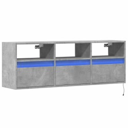 Meuble TV mural avec lumières LED gris béton 130x31x45 cm 620160620160