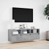 Meuble TV mural avec lumières LED gris béton 130x31x45 cm 620160620160