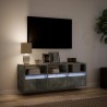 Meuble TV mural avec lumières LED gris béton 130x31x45 cm 620160620160