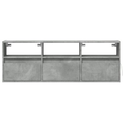 Meuble TV mural avec lumières LED gris béton 130x31x45 cm 620160620160