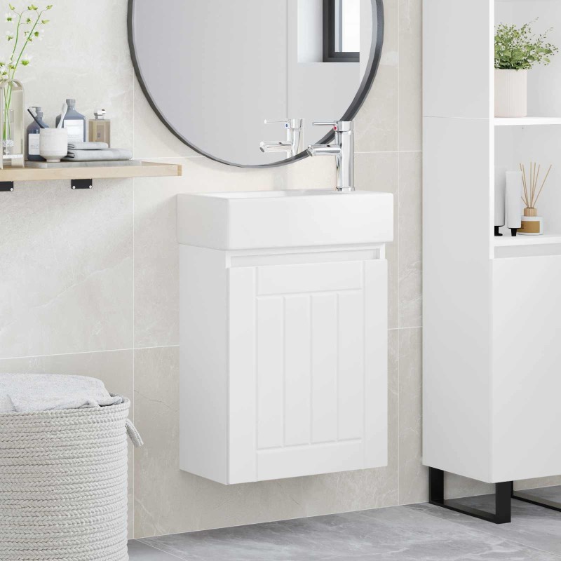 Meuble de salle de bain avec robinet Blanc 45,5 x 25,5 x 84 cm 620163620163