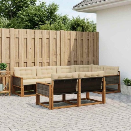 Ensemble de canapés d'extérieur 7 pcs Naturel et Beige 620164620164